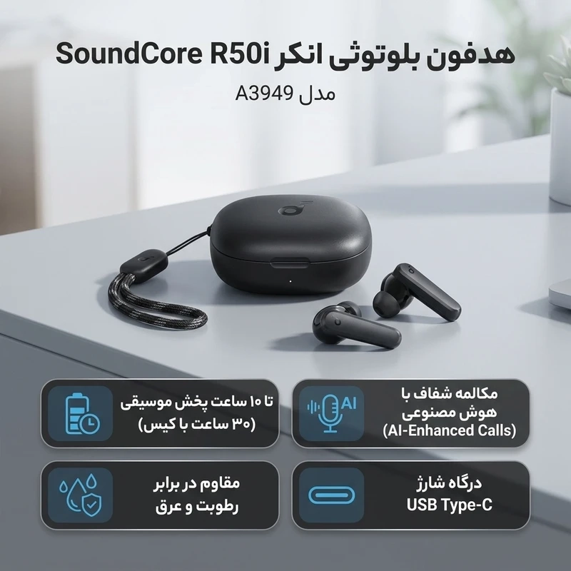 هندزفری بلوتوث (ایرپاد) اورجینال انکر مدل Soundcore R50i A3949